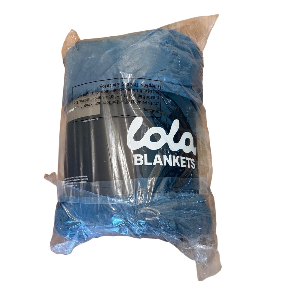 Lola Blankets The Original Large Slate Blue Faux Fur Throw 60x72 NEW 302-1097-01